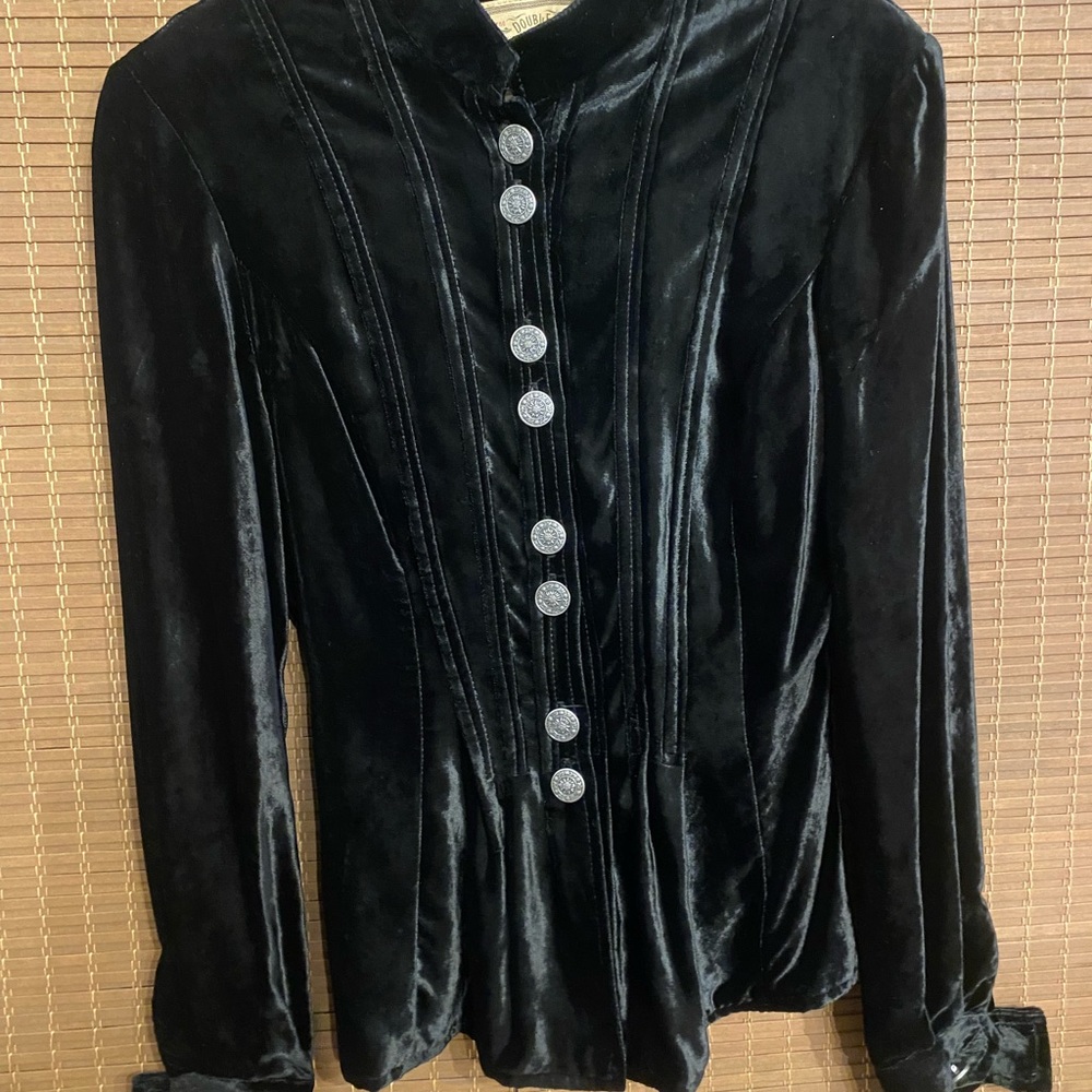 Vintage Double D Ranchwear Black Velvet Blouse Sz XS